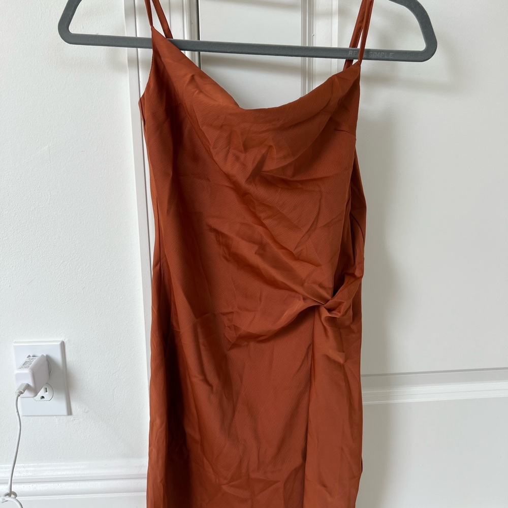 Bacio Rust Orange Slip Dress